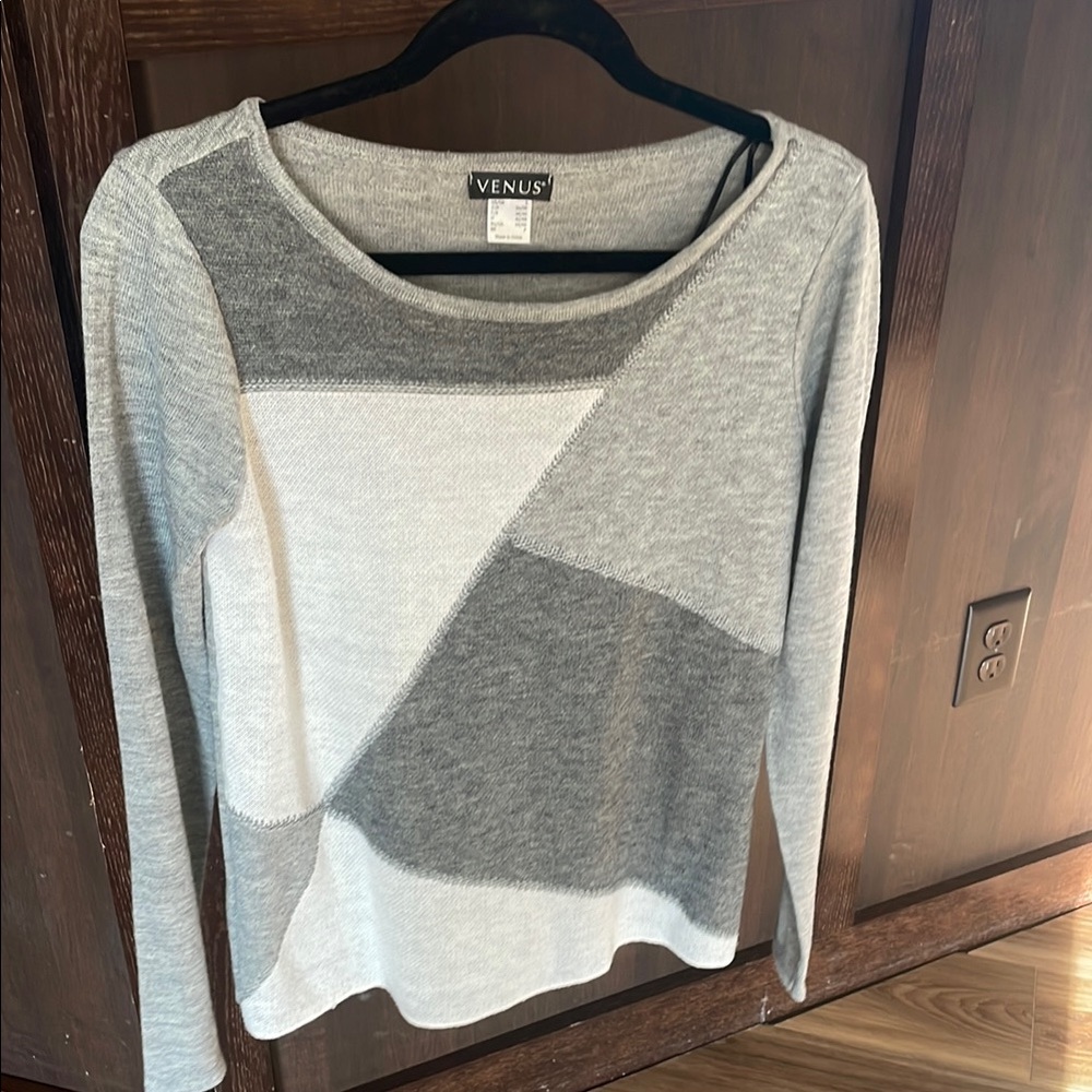 Venus Gray and Cream Sweater